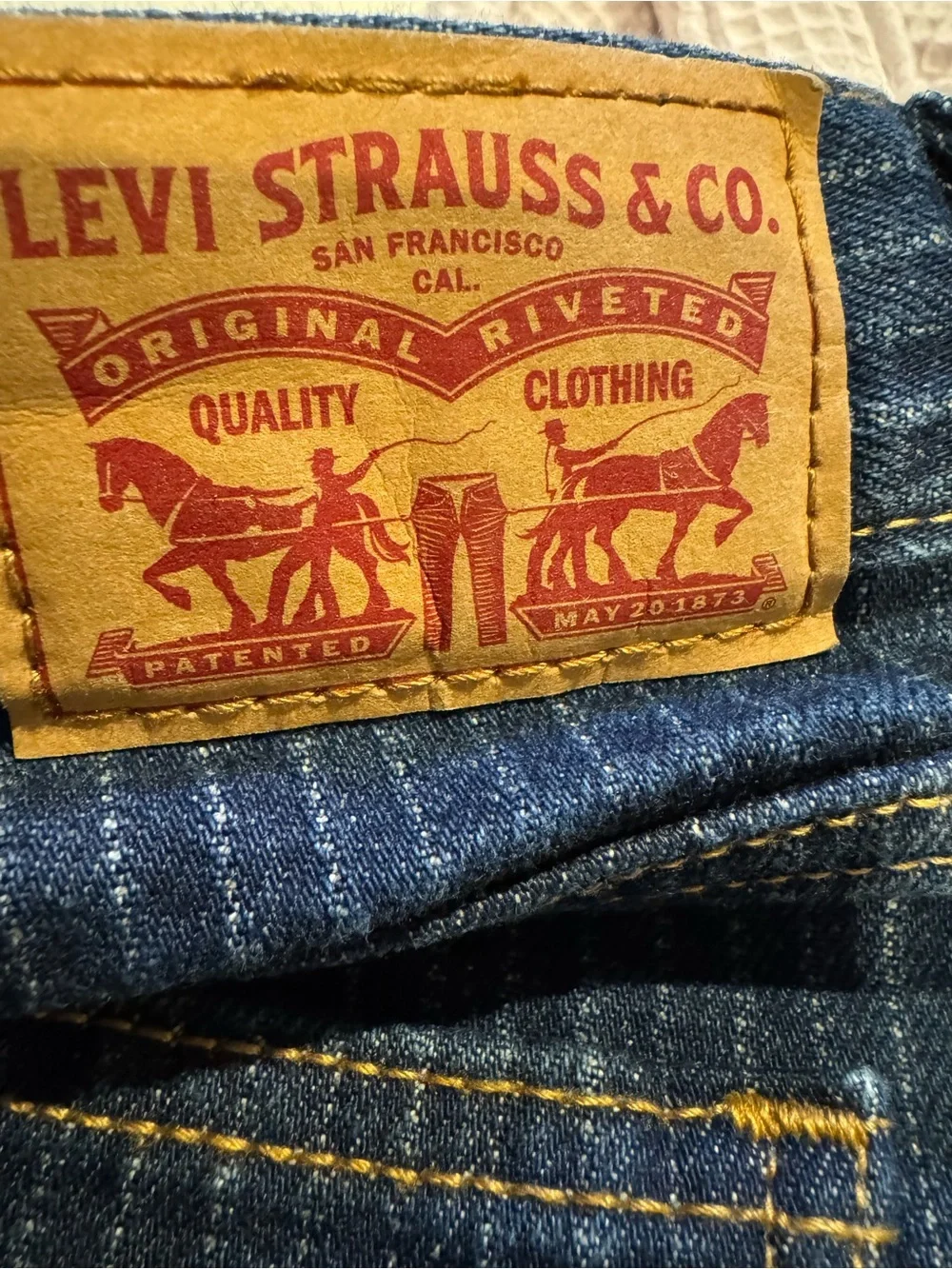 Levi’s 505 Pinstripe Straight Leg Jeans Women’s W32 L30 Blue Denim